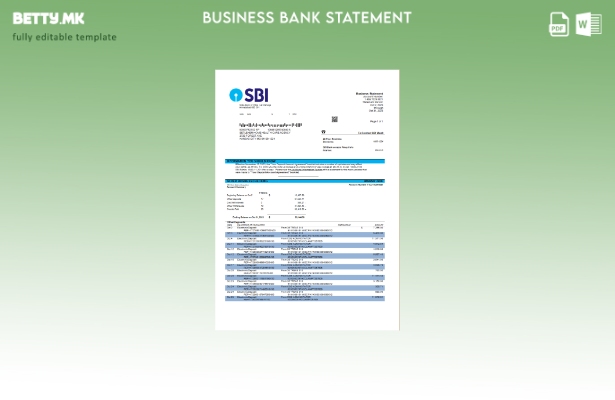 модерен стил Извод на сметка на компанијата на Државната банка на Индија Шаблон 